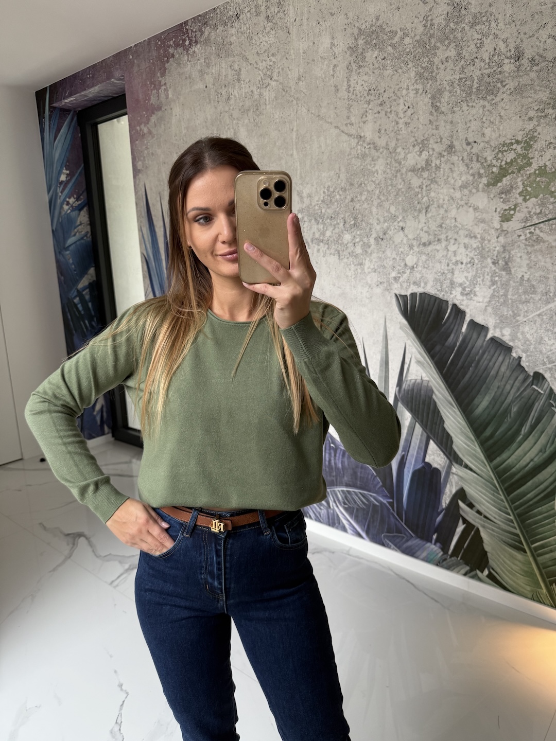 Sweter BASIC - khaki     zdjęcie 2