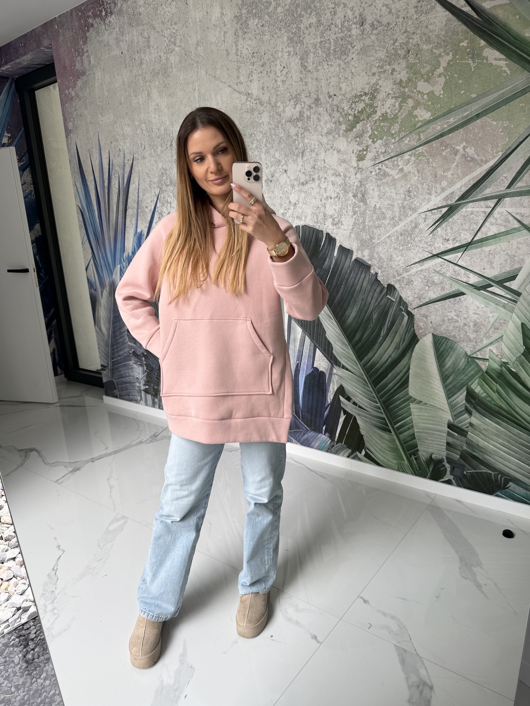 Bluza oversize puder róż  zdjęcie 1