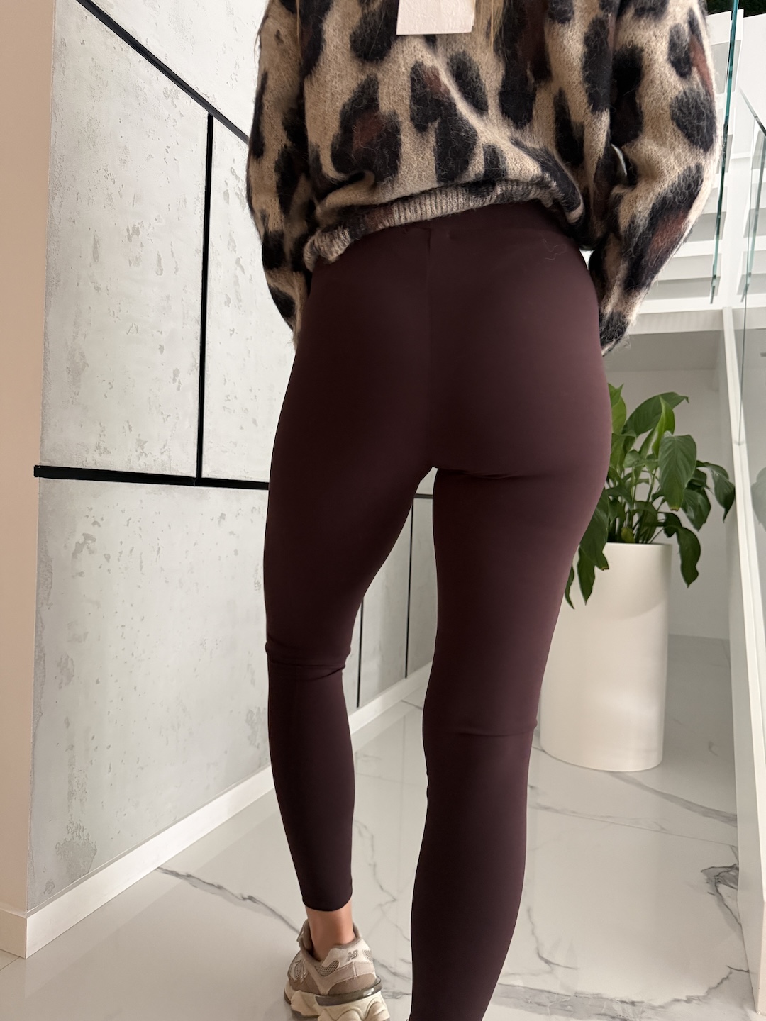 Legginsy z wysokim stanem - czekolada  