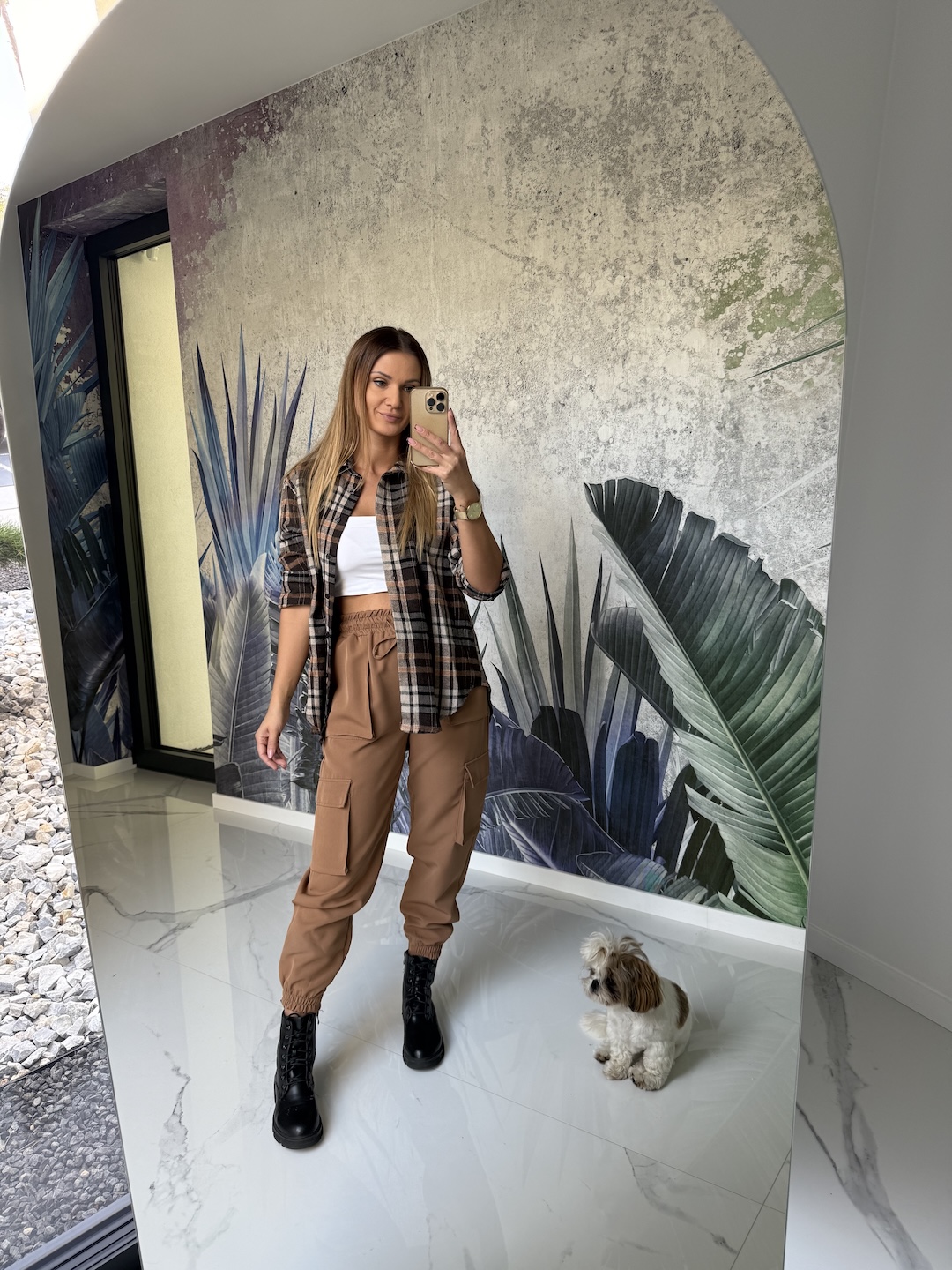 Spodnie bojówki OPEA - camel zdjęcie 1