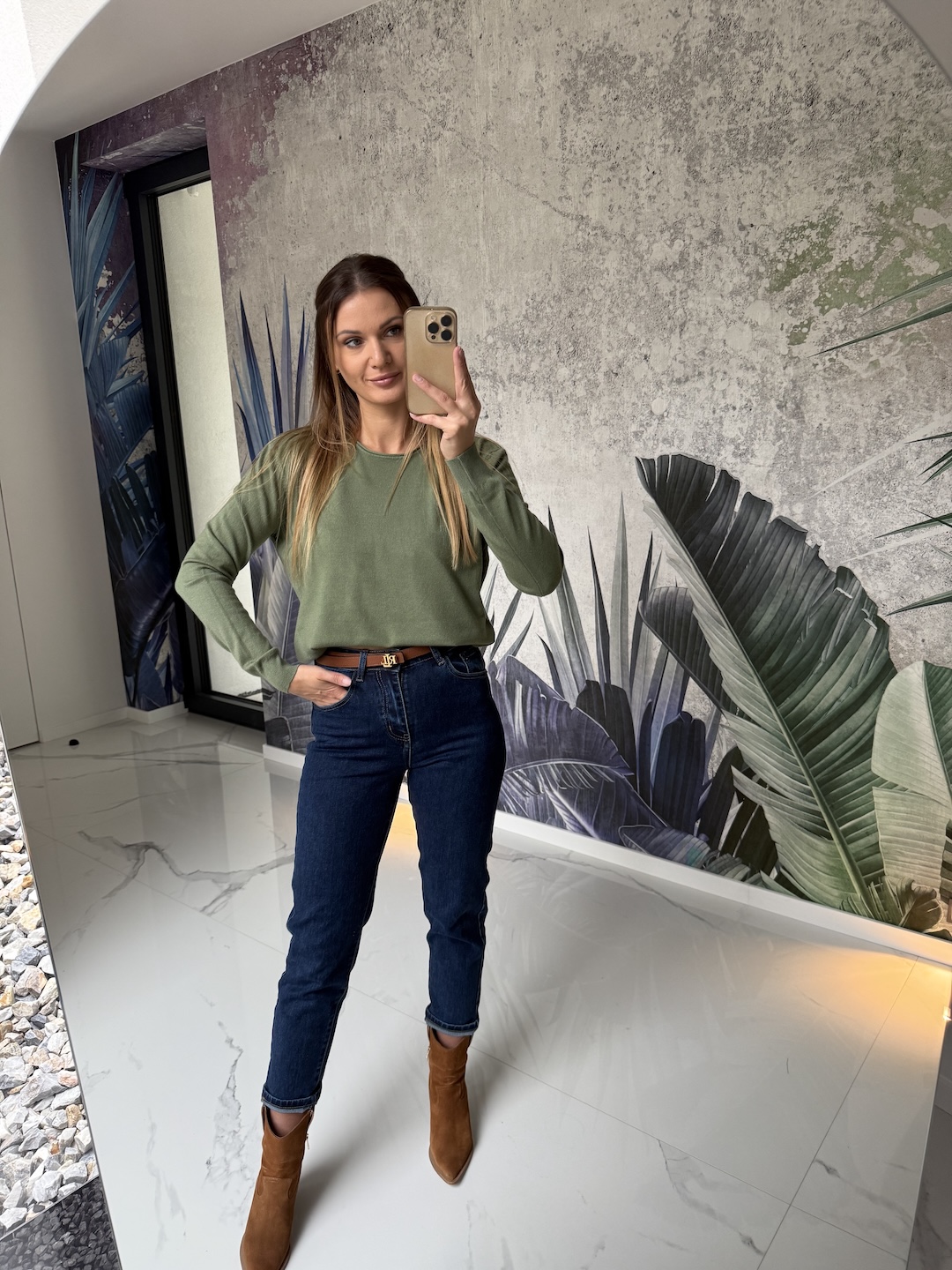 Sweter BASIC - khaki     zdjęcie 3