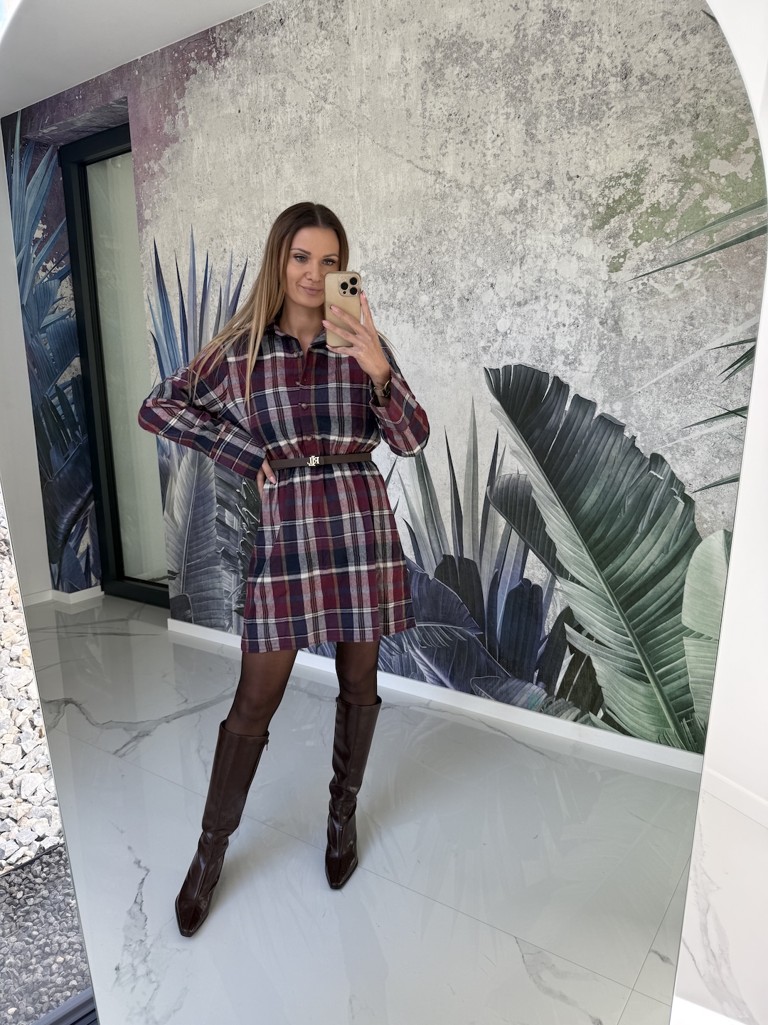 Sukienka bawełniana w kratę JENNY - bordo  zdjęcie 1