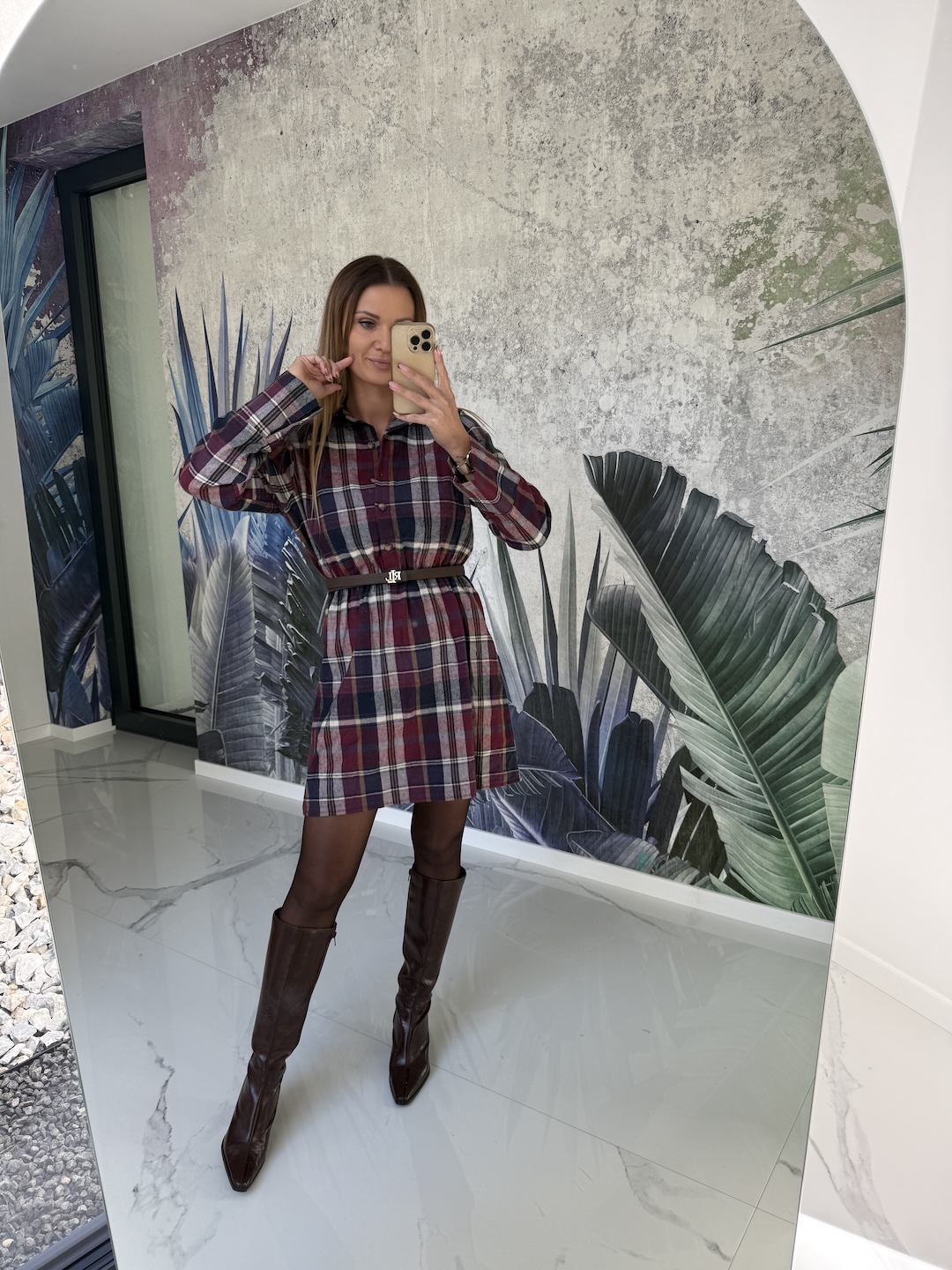 Sukienka bawełniana w kratę JENNY - bordo  zdjęcie 3