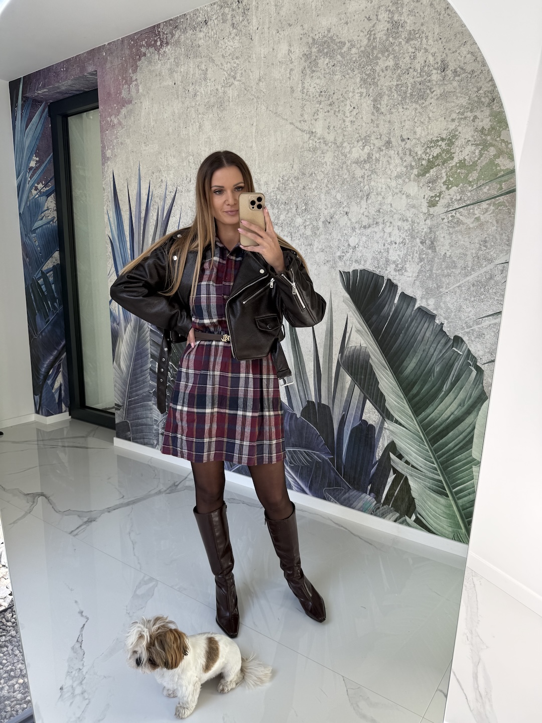 Sukienka bawełniana w kratę JENNY - bordo  zdjęcie 4