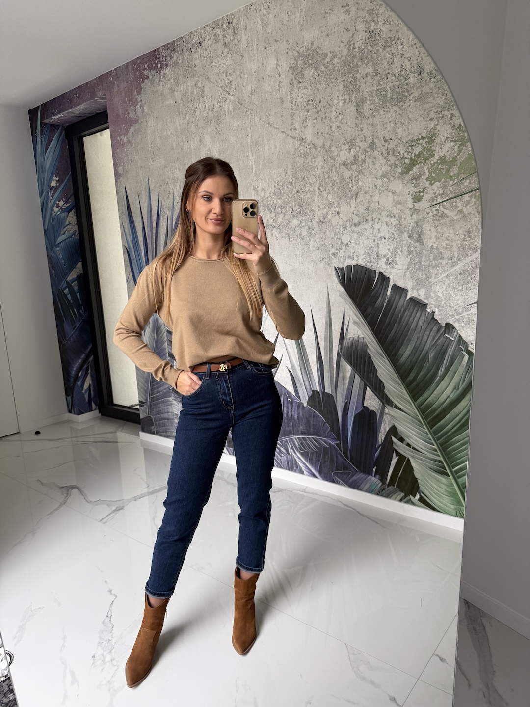 Sweter BASIC - camel    zdjęcie 2