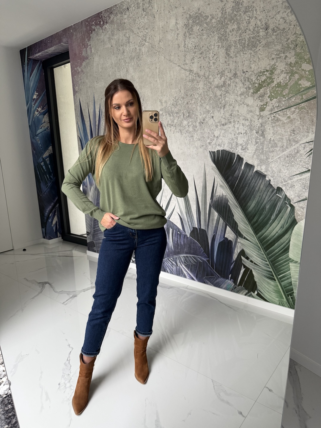 Sweter BASIC - khaki     zdjęcie 4