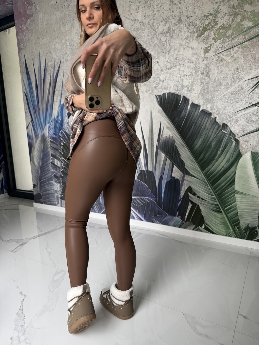 Legginsy modelujące, ocieplane - BRĄZOWE  zdjęcie 2