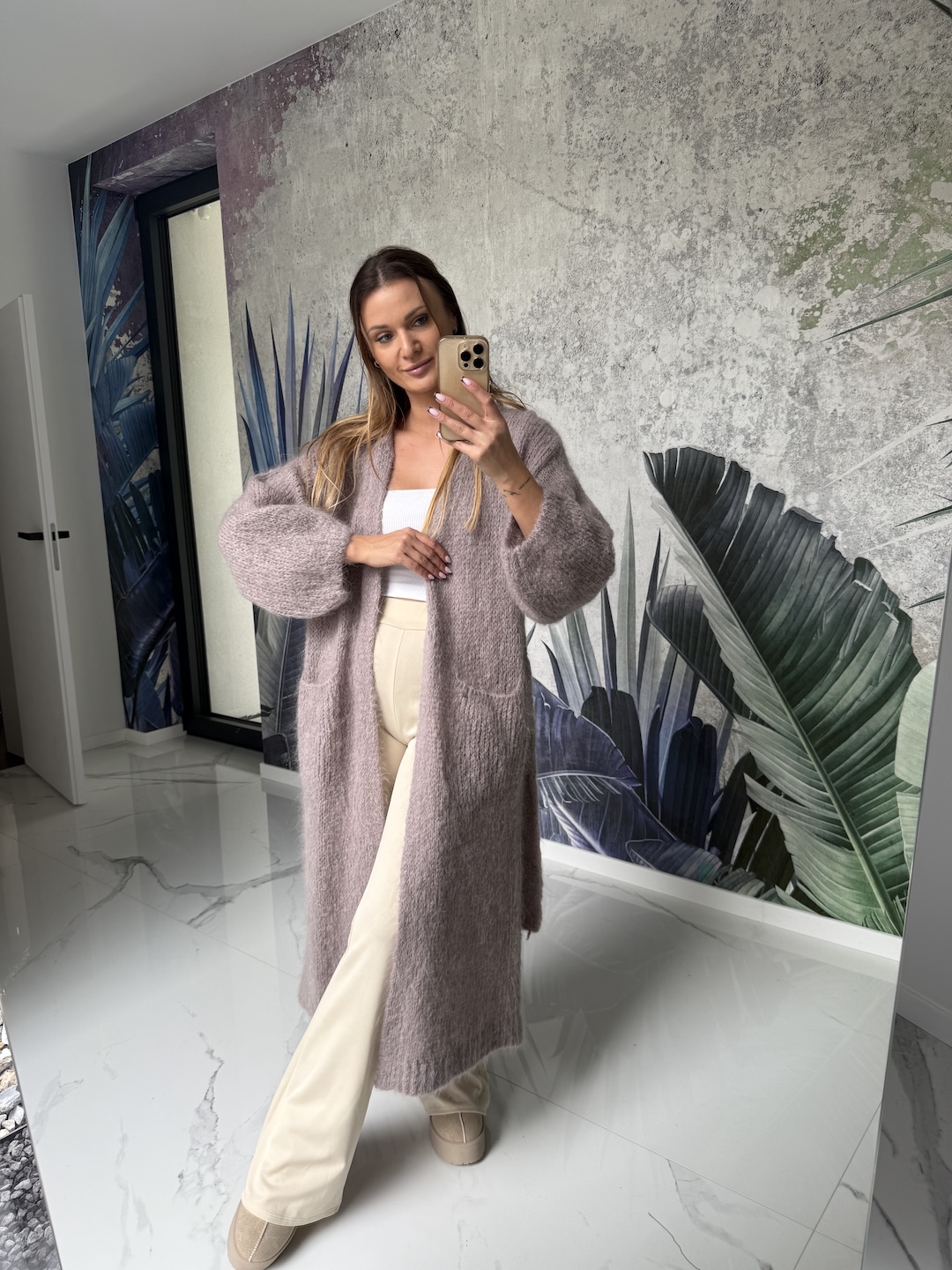 Kardigan moherowy PREMIUM mokka zdjęcie 1