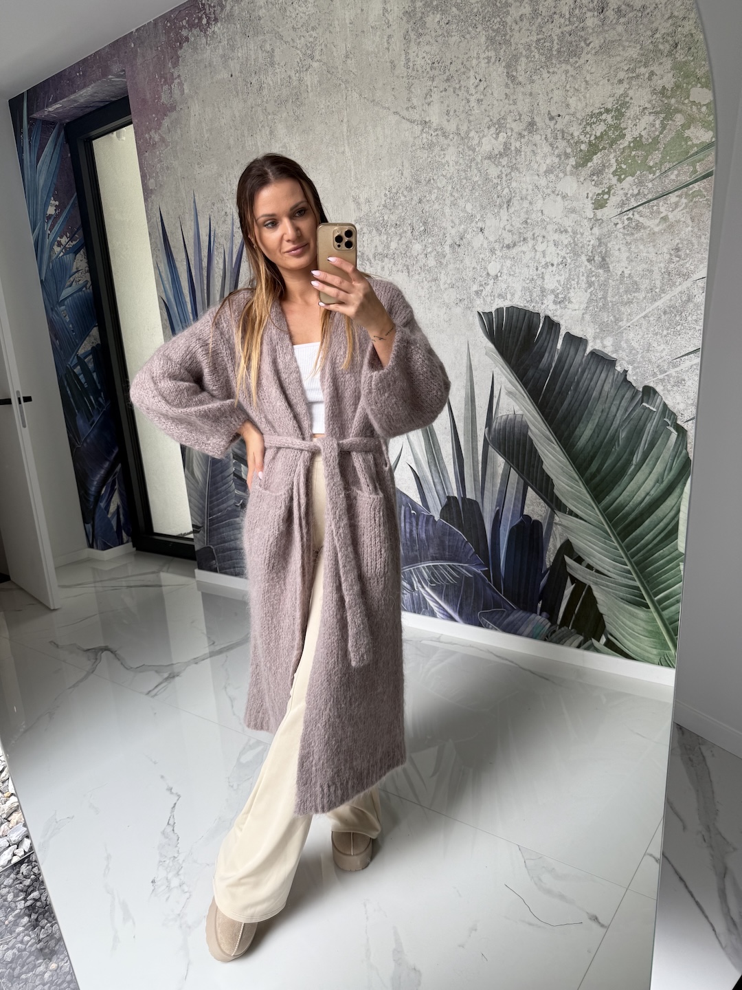 Kardigan moherowy PREMIUM mokka zdjęcie 3