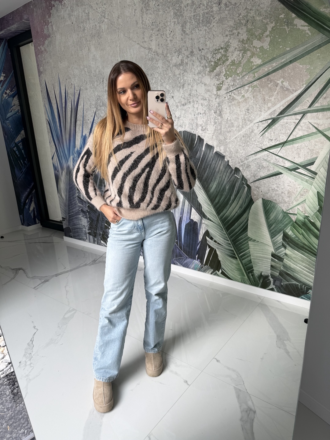 Sweter ZEBRA - beżowy zdjęcie 3