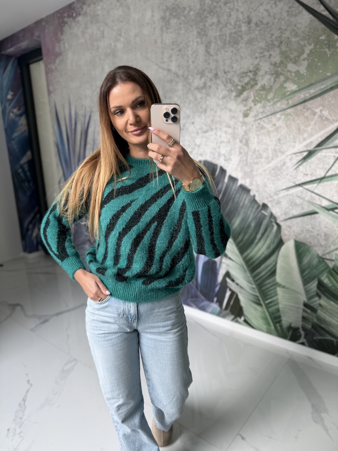 Sweter ZEBRA - zielony  zdjęcie 2