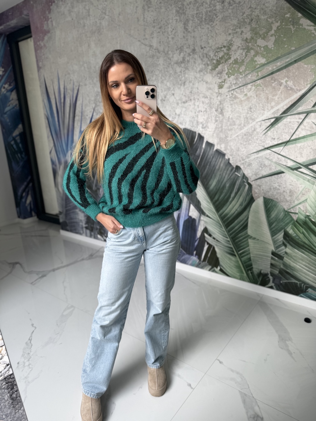Sweter ZEBRA - zielony  zdjęcie 3