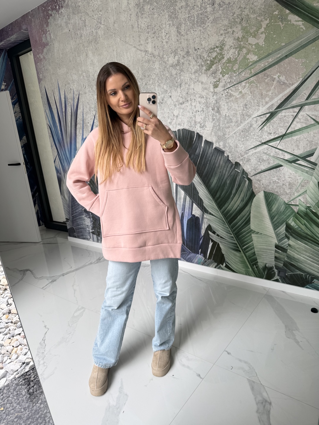 Bluza oversize puder róż  zdjęcie 2