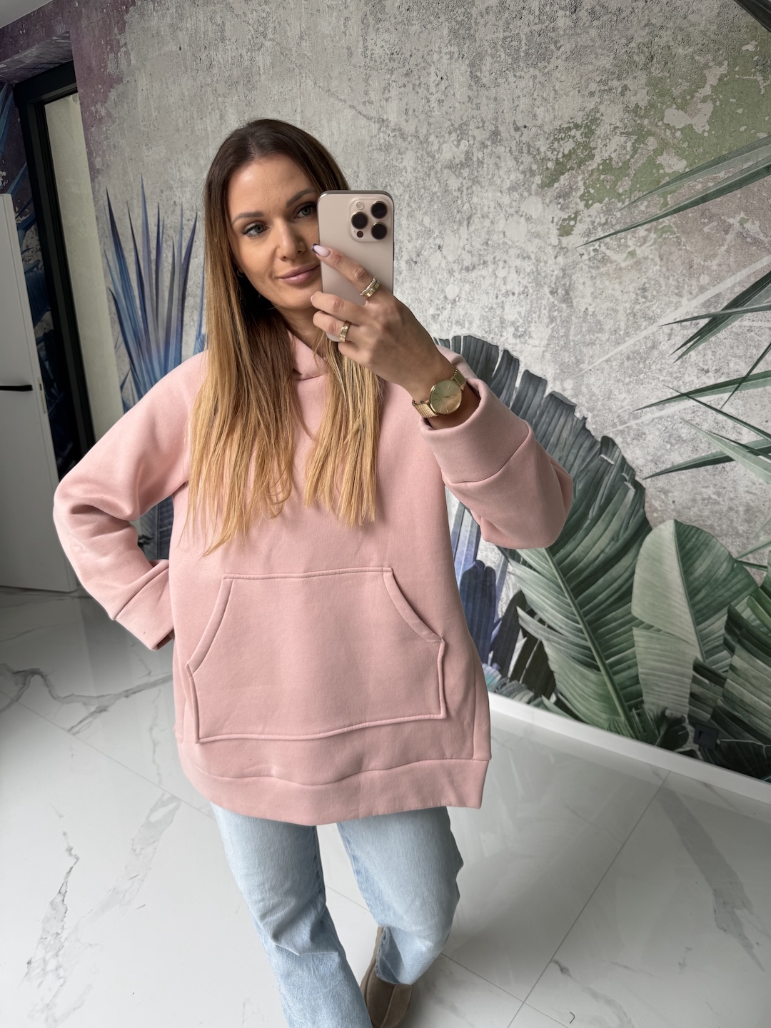 Bluza oversize puder róż  zdjęcie 4