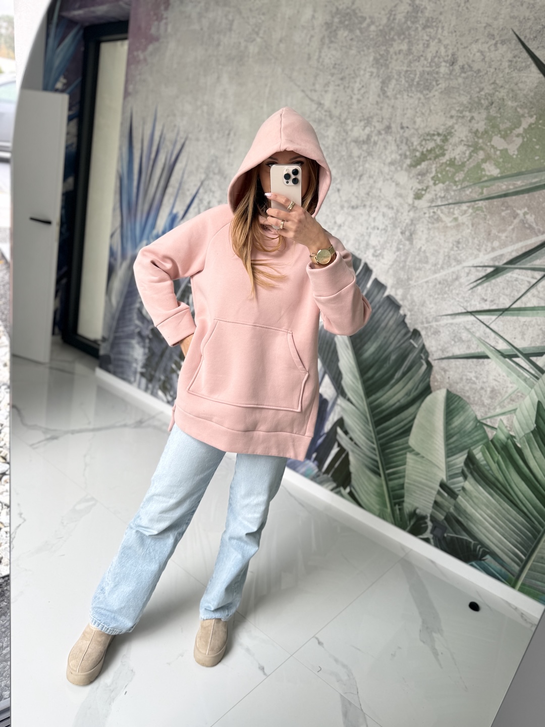 Bluza oversize puder róż  zdjęcie 3