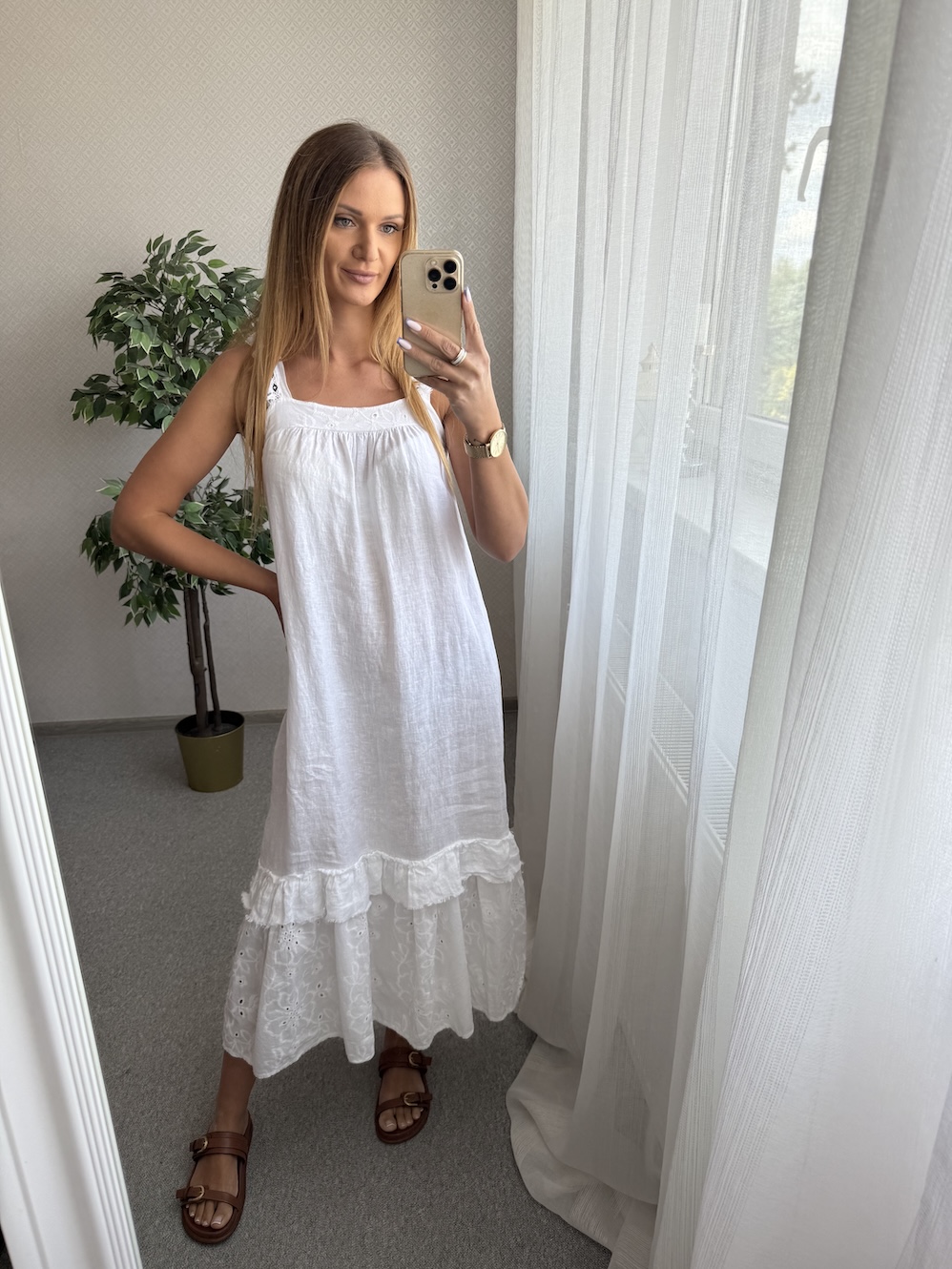 Lniana sukienka WHITE  zdjęcie 1