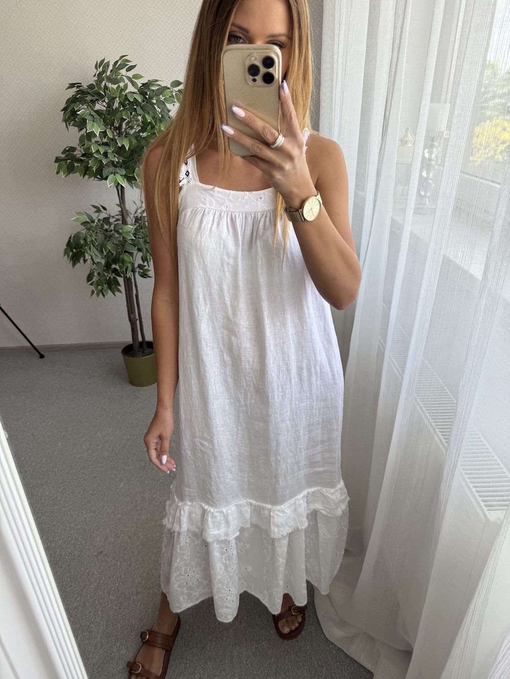 Lniana sukienka WHITE  zdjęcie 2
