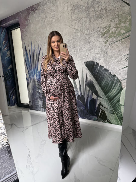 Sukienka MALAGA  - drobna panterka  ( większy standard ) 