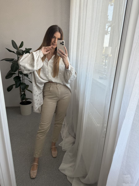 Spodnie jeansowe mam fit EVI - jasny karmel 