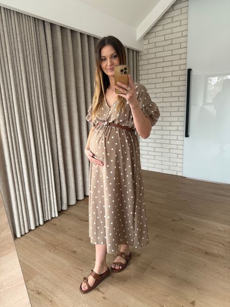 Sukienka w groszki SONA - beżowa   