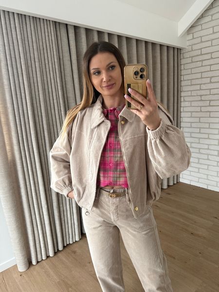 Bawełniana kurtka sztruksowa - ciemny beż