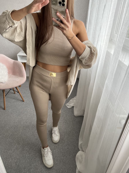 Legginsy prążek - beż