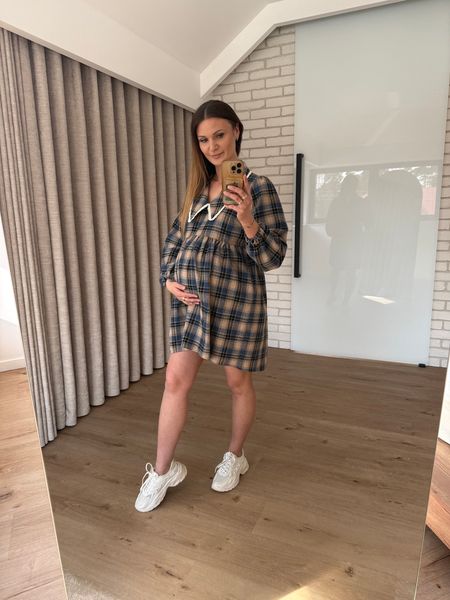 Bawełniana sukienka z kołnierzem - niebieska 