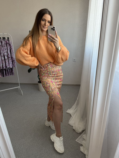 Spódnica ołówkowa maxi -pomarańczowa