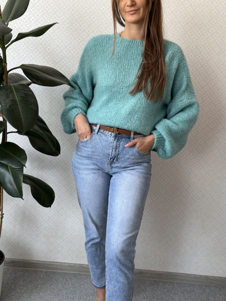 Sweter z kokardami - morski