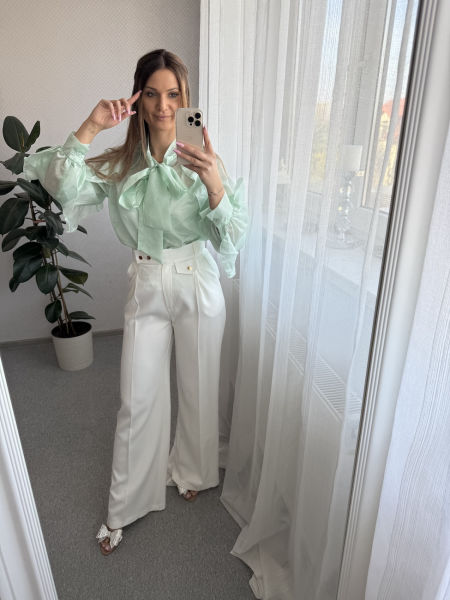  Koszula z wiązaniem OFELIA - miętowa 