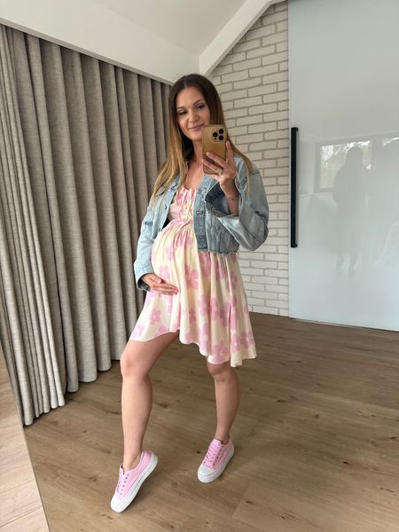 Sukienka JOYS -kremowa w różowe kwiaty 