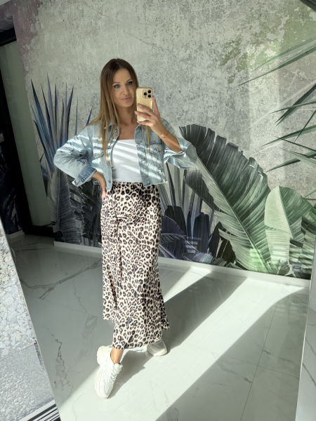 Spódnica z wiskozy - AUTUMN BLOOM - panterka 