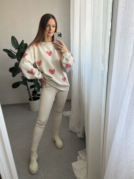 Bawełniany komplet LOVE - śmietanka  