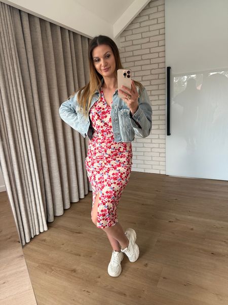 Sukienka NORA z krótkim rękawkiem - czerwona   