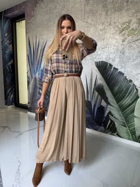 Spodnie culotte z wiskozy ZARKA - beż