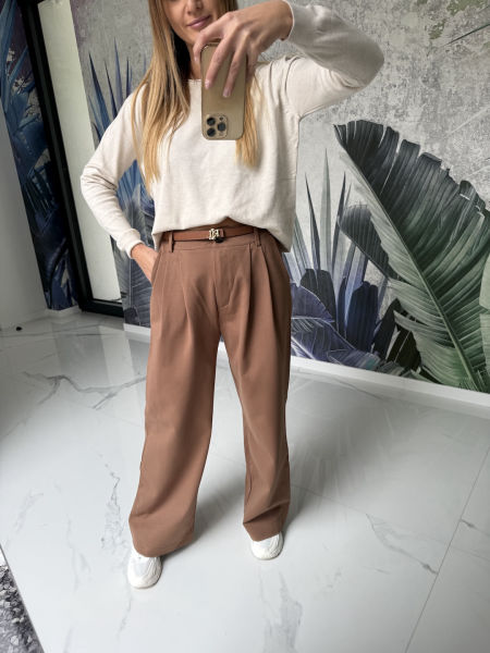 Spodnie z wiskozy WIDE - karmel