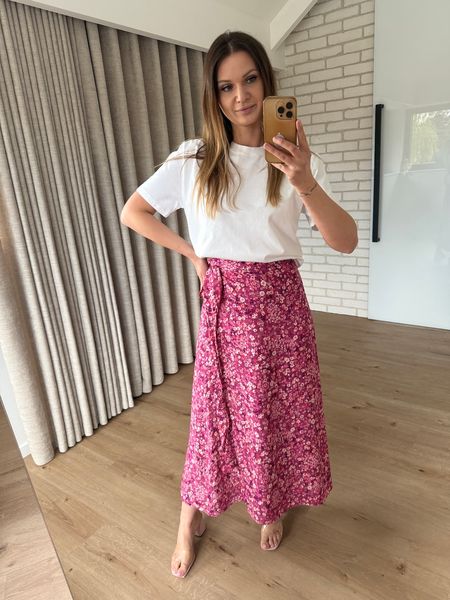 Przekładana spódnica z wiskozy model maxi - fuksja  