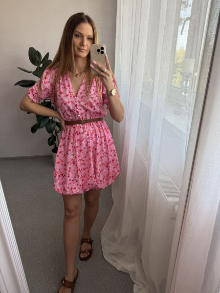 Sukienka ILADIA bombka - różowa