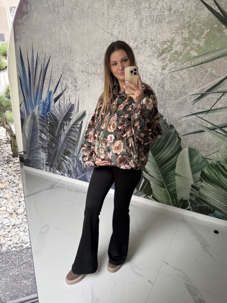 Kurtka bamberka w kwiaty EIRA - większa rozmiarówka 