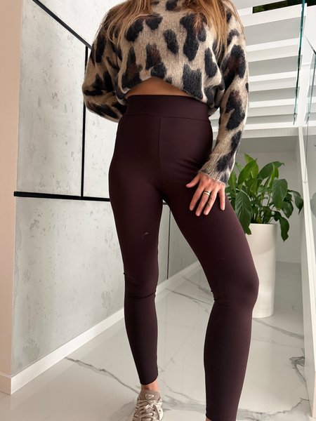 Legginsy z wysokim stanem - czekolada  