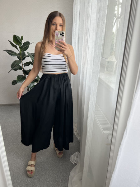 Spodnie culotte z wiskozy ZARKA - czarne