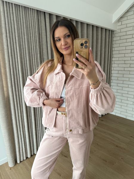 Bawełniana kurtka sztruksowa - puder