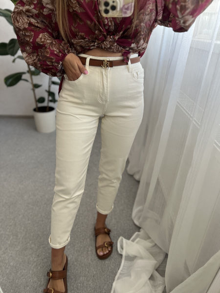 Spodnie jeansowe mam fit EVI - śmietanka 