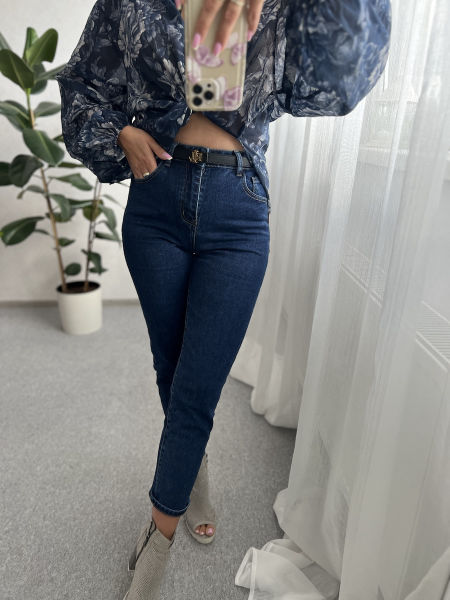 Spodnie jeansowe mam fit EVI - granatowe 