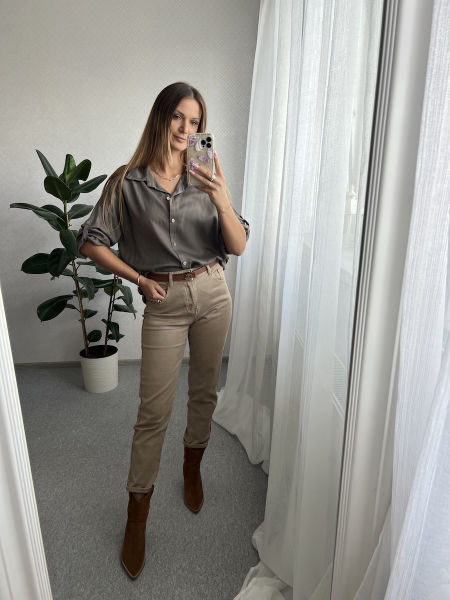 Spodnie jeansowe mam fit EVI - karmel 