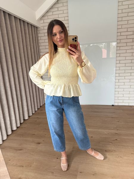 Bawełniana bluzka w paski - żółta 