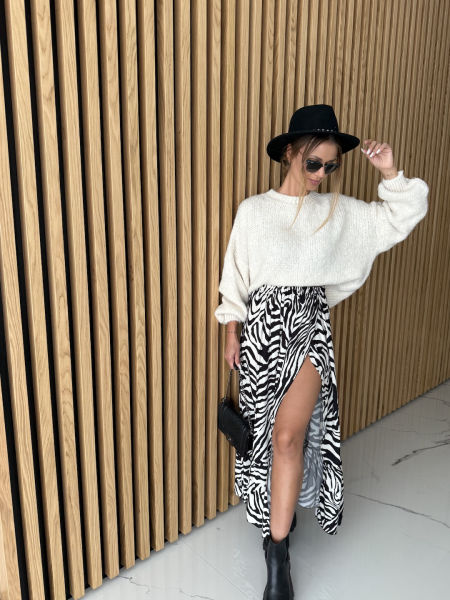 Spódnica z wysokim rozcięciem MAPLE - zebra 