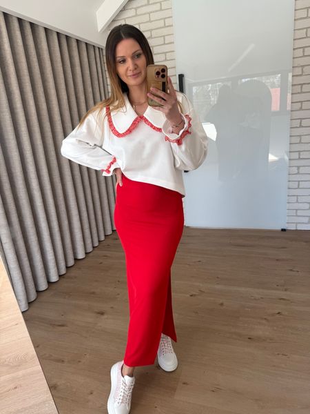 Spódnica prążkowana CLASSIC- czerwona   